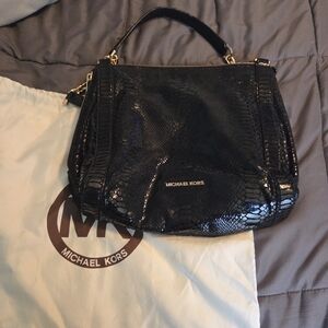Michael Kors Black Snake-Embossed Women's Bag ..some Minimal Wear As Shown